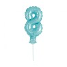 Balon foliowy niebieski na patyku "cyfra 8", 13"- 33 cm /1szt