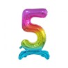 Balon foliowy kolorowa stojąca "cyfra 5" tęczowa, 29"- 74 cm /1szt