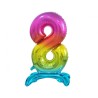Balon foliowy kolorowa stojąca "cyfra 8" tęczowa, 29"- 74 cm /1szt