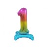Balon foliowy kolorowa stojąca "cyfra 1" tęczowa , 15"- 38 cm /1szt