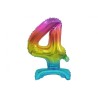 Balon foliowy kolorowa stojąca "cyfra 4" tęczowa , 15"- 38 cm /1szt