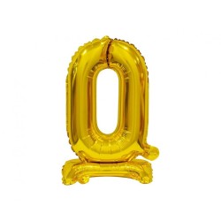 Balon foliowy złota stojąca "cyfra 0", 15"- 38 cm /1szt