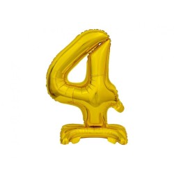 Balon foliowy złota stojąca "cyfra 4", 15"- 38 cm /1szt