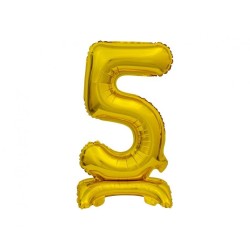 Balon foliowy złota stojąca "cyfra 5", 15"- 38 cm /1szt