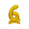 Balon foliowy złota stojąca "cyfra 6", 15"- 38 cm /1szt