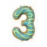 Balon foliowy wielokolorowa "cyfra 3" ciasteczko , 31"- 78 cm /1szt
