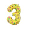 Balon foliowy kolorowa Cyfra 3 z obrazkami, 31"- 78 cm / 1 szt.