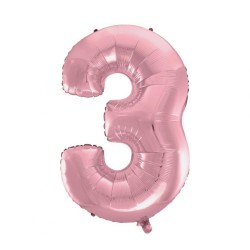 Balon foliowy różowa "cyfra 3", 36"- 92 cm /1szt