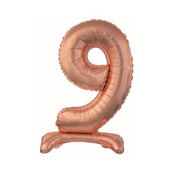 Balon foliowy różowo-złoty stojąca "cyfra 9", 29"- 74 cm /1szt
