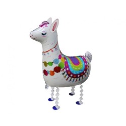Kolorowy Balon foliowy Lama, 67x75 cm, biała, chodząca 1 szt.