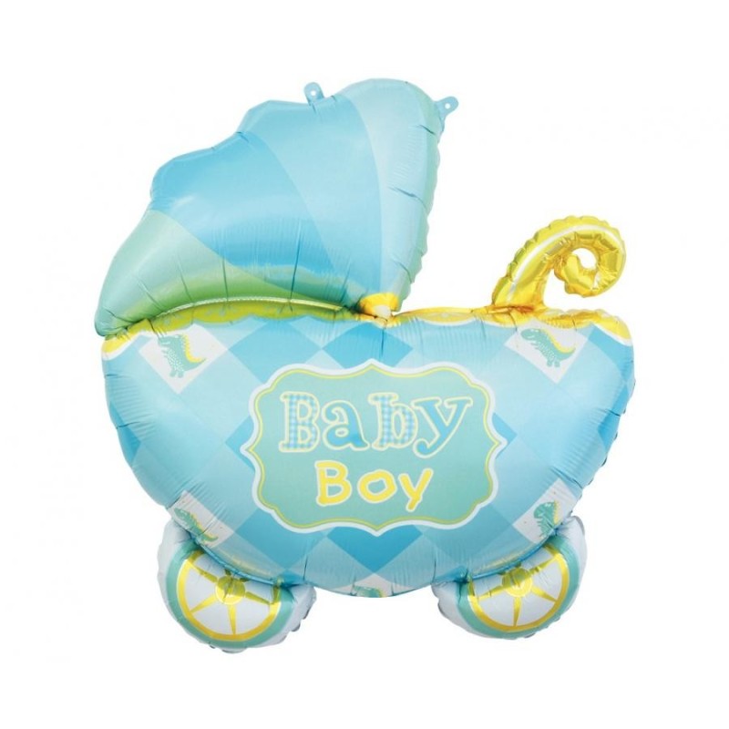 Kolorowy Balon foliowy Wózek, niebieski, 60 cm 1 szt. Baby Boy