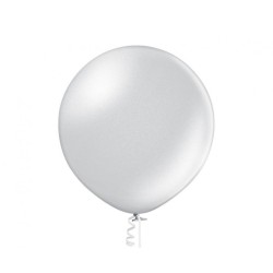 Lateksowy srebrny Balon B250 Metallic 1 szt. - okrągły 24" - 61 cm. 1 szt.