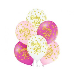 Lateksowe kolorowe Balony D11 Baby Girl 6 szt. 12" - 30 cm.