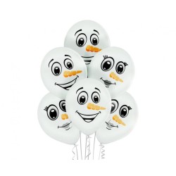 Lateksowe kolorowe Balony D11 Snowman Faces 2C2S, 6 szt. 12" - 30 cm.