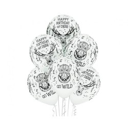 Lateksowe kolorowe Balony D11 Wild Birthday  z napisami 1C5S, 6 szt.