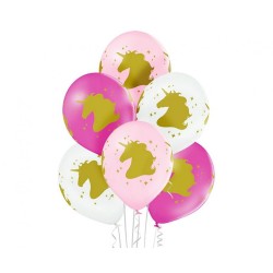 Lateksowe kolorowe Balony D11 Unicorn Head - Jednorożce 6 szt. 12"- 30 cm.