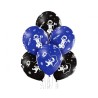 Lateksowe niebiesko-czarne balony z astronautom, 12" - 30 cm. 6 szt.