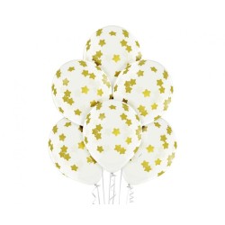 Lateksowe przezroczyste Balony D11 Stars - Gwiazdki 6 szt. 12"- 30 cm.