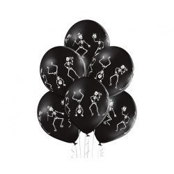 Lateksowe czarne Balony D11 Dancing Skelet - Tańczące szkielety 6 szt. 12"- 30 cm.