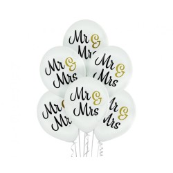 Lateksowe Balony D11 Mr & Mrs 12" - 30 cm., 6 szt.