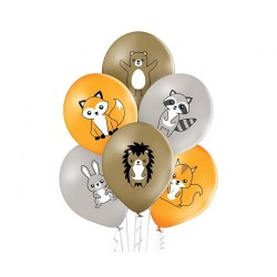 Lateksowe Balony D11 Forest Animals - Leśne Zwierzątka 12" - 30 cm., 6 szt.