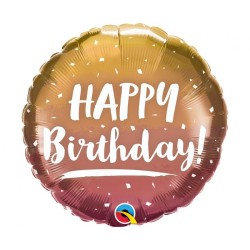 Foliowe Balony różowo-złote z napis. "Happy Birthday". 18" - 46 cm / 1 szt.
