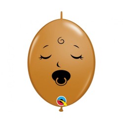 Lateksowe klasyczne Balony QLink 6" Buźka ze smoczkiem, brązowy / 50 szt.