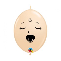 Lateksowe klasyczne Balony QLink 6" Buźka ze smoczkiem, cielisty / 50 szt.