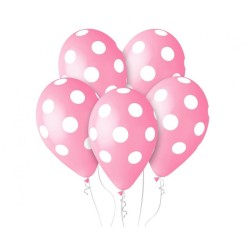 Lateksowe klasyczne Balony Beauty&Charm, Grochy, pastelowe różowe 12"/ 50 szt.