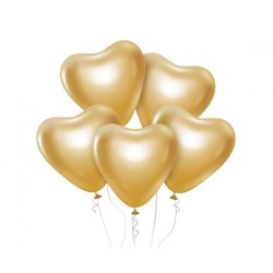 Lateksowe klasyczne Balony Beauty&Charm, platynowe złote serca 12"/ 6 szt. KK