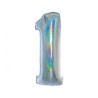 Balon foliowy srebra "cyfra 1", 30"- 76 cm /1szt