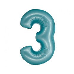 Balon foliowy niebieska Cyfra 3, 30" - 76 cm / 1 szt