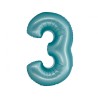 Balon foliowy niebieska Cyfra 3, 30" - 76 cm / 1 szt