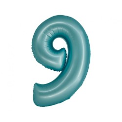 Balon foliowy niebieska Cyfra 9, 30" - 76 cm / 1 szt