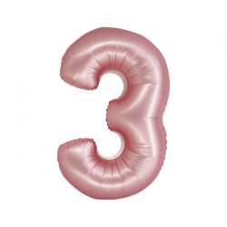 Balon foliowy różowa "cyfra 3", 30"- 76 cm /1szt