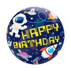 Foliowe Balony kolorowe z napis. "Happy Birthday" (kosmos). 22" - 56 cm / 1 szt.