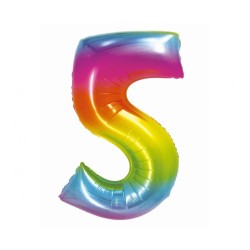 Balon foliowy tęczowa "cyfra 5", 30"- 76 cm /1szt