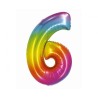 Balon foliowy tęczowa "cyfra 6", 30"- 76 cm /1szt