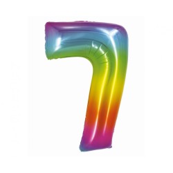 Balon foliowy tęczowa "cyfra 7", 30"- 76 cm /1szt