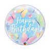 Foliowe Balony kolorowe z napis. "Happy Birthday" (motylki). 22" - 56 cm / 1 szt.