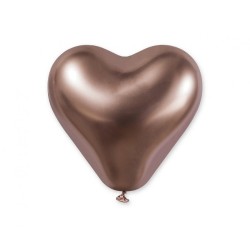 Lateksowe balony w kształcie serca CRB12 shiny 12 cali - różowo-złote/ 25 szt.