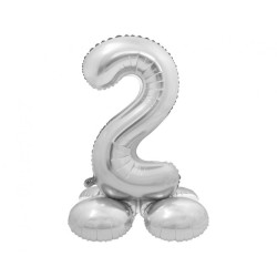 Balon foliowy srebrna "stojąca cyfra 2", 28"- 72 cm /1szt