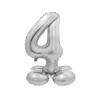 Balon foliowy srebrna "stojąca cyfra 4", 28"- 72 cm /1szt