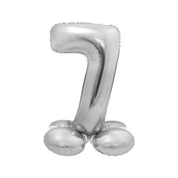 Balon foliowy srebrna "stojąca cyfra 7", 28"- 72 cm /1szt