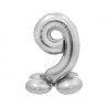 Balon foliowy srebrna "stojąca cyfra 9", 28"- 72 cm /1szt