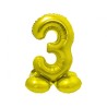 Balon foliowy złota "stojąca cyfra 3", 28"- 72 cm /1szt