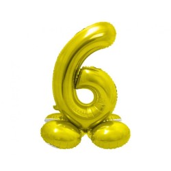Balon foliowy złota "stojąca cyfra 6", 28"- 72 cm /1szt