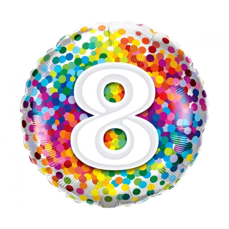Wielokolorowy Balon foliowy 18" QL RND Tęczowe konfetti 8 1 szt.
