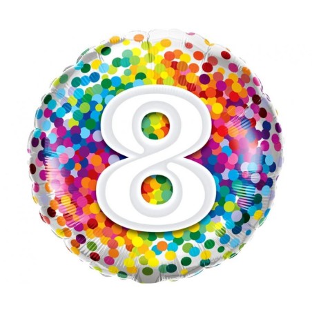 Wielokolorowy Balon foliowy 18" QL RND Tęczowe konfetti 8 1 szt.