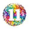 Foliowe Balony kolorowe z napis. "11". 18" - 46 cm / 1 szt.(konfetti)